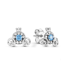 New s925 sterling silver Cinderella pumpkin car earrings dream sweet style earrings